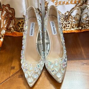 Steve Madden Clear Crystal Embellished Heels